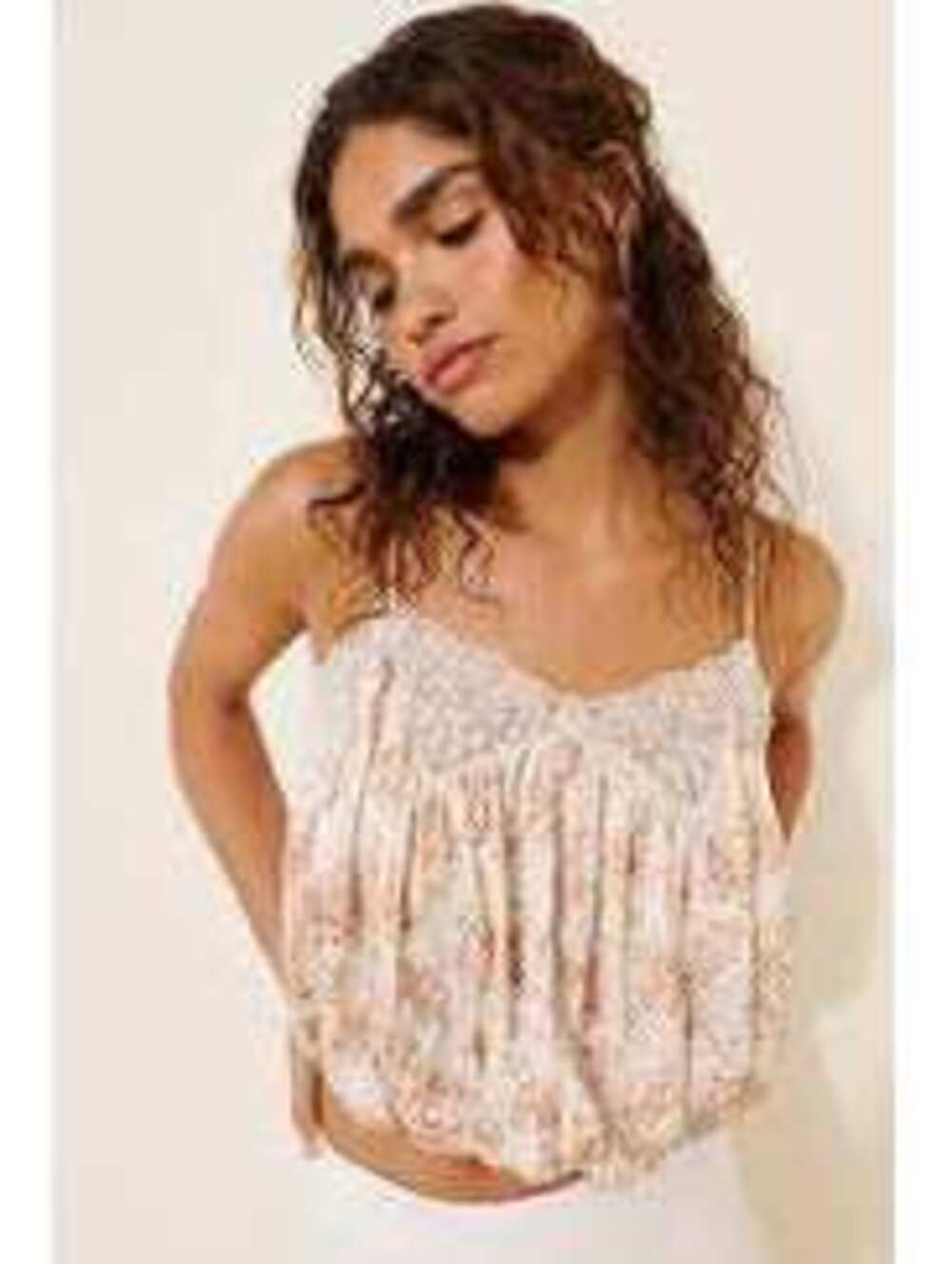 Free People Floral Lace Trim Cami Top XS NWT